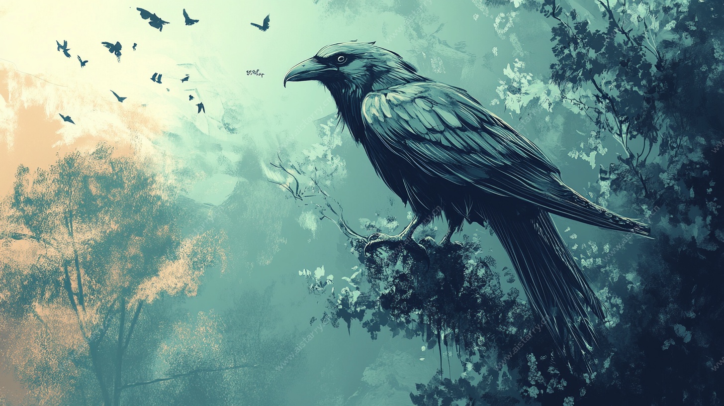 栖息枝头的孤傲黑乌鸦