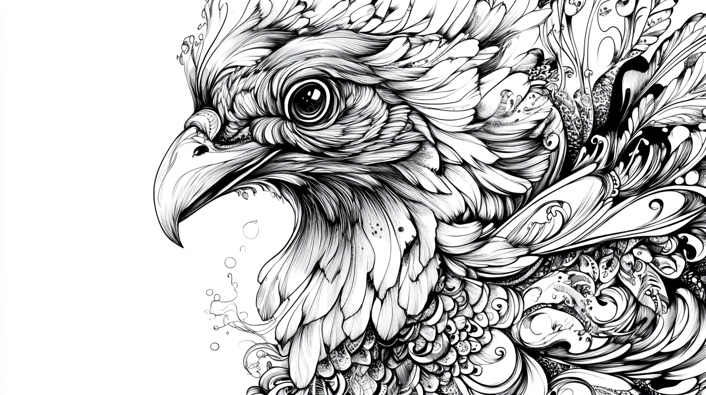 黑白绘凤头 艺术装饰图案