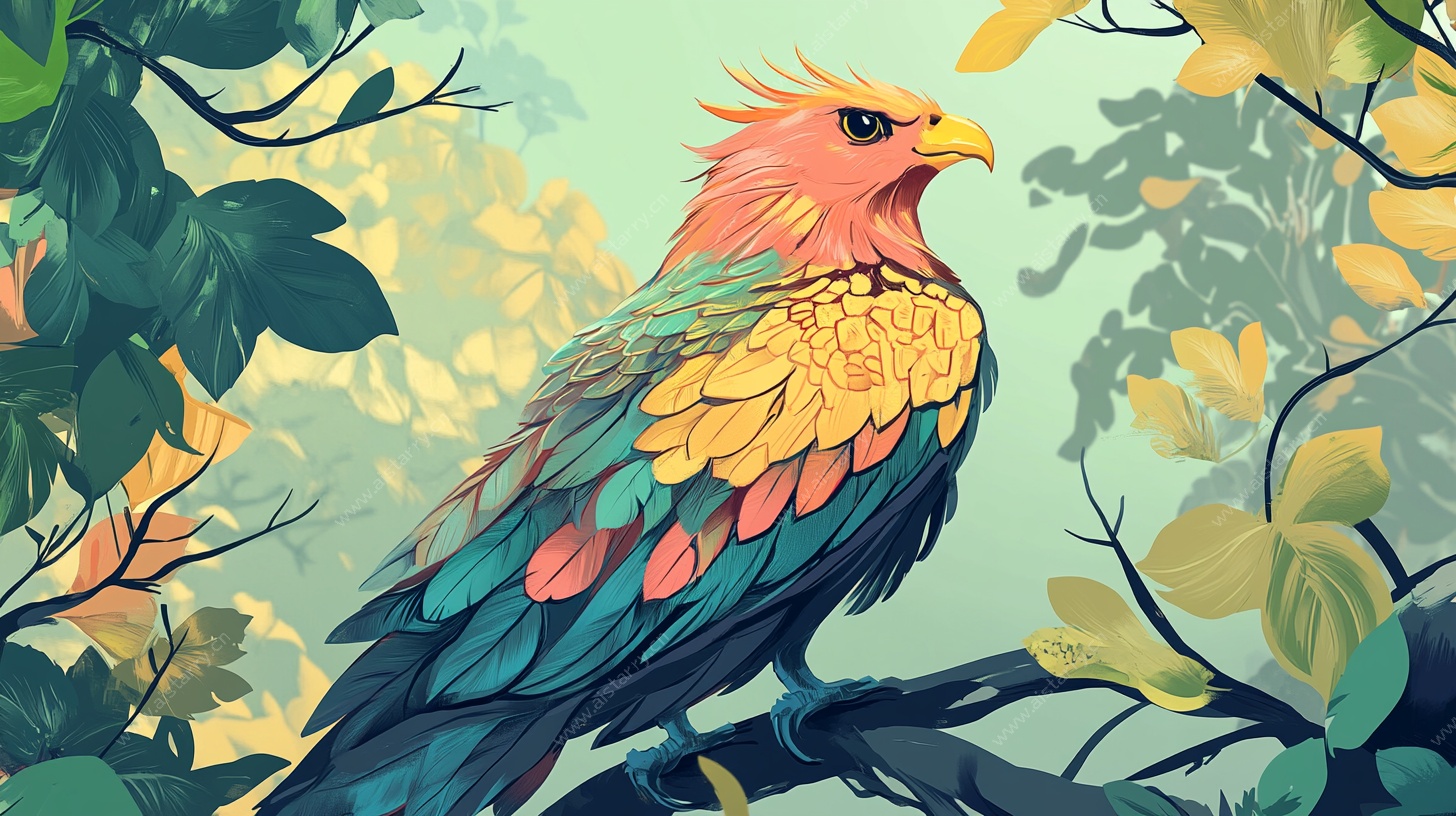 五彩斑斓的林中飞鸟