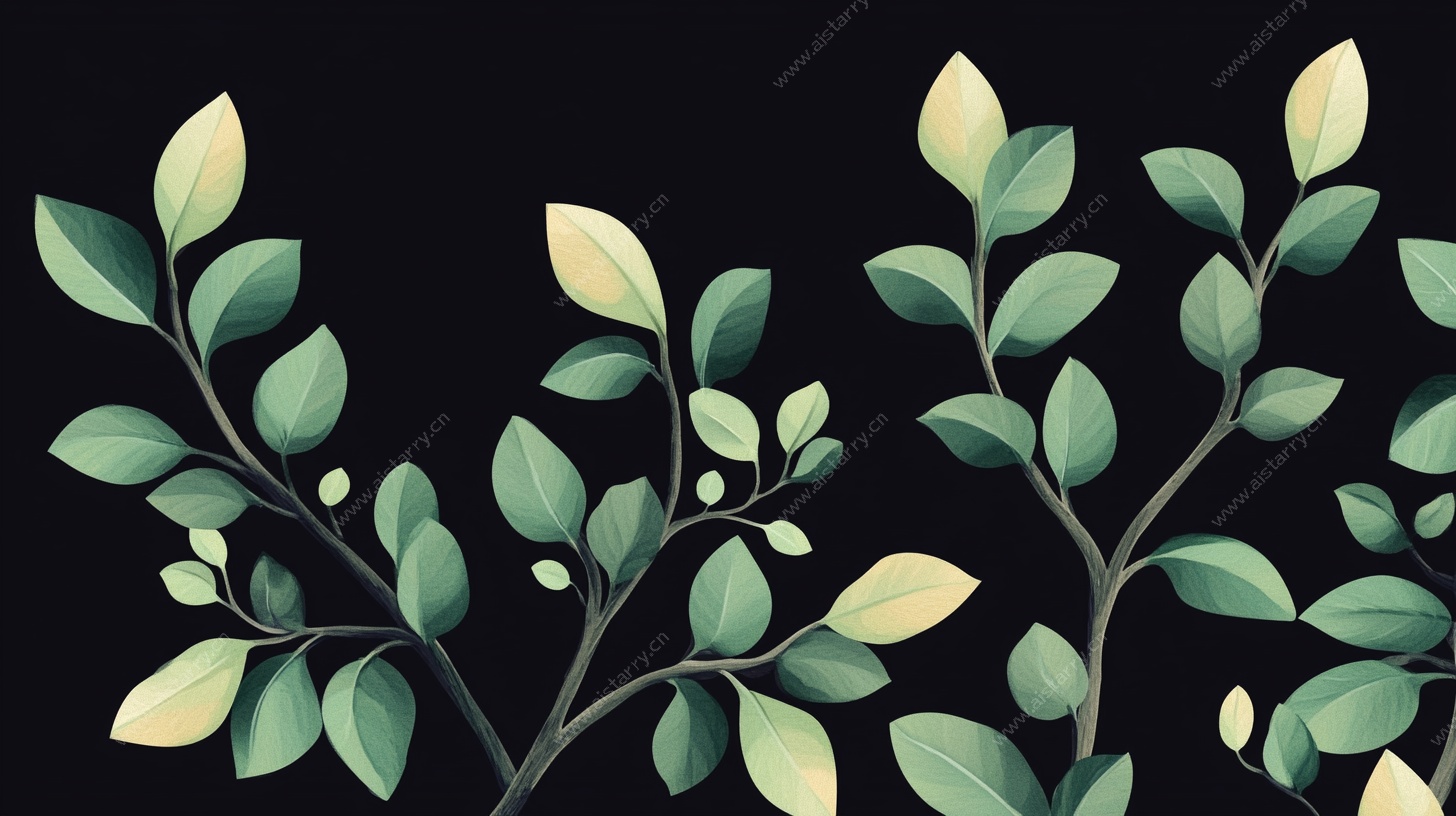 清新绿叶植物装饰图案