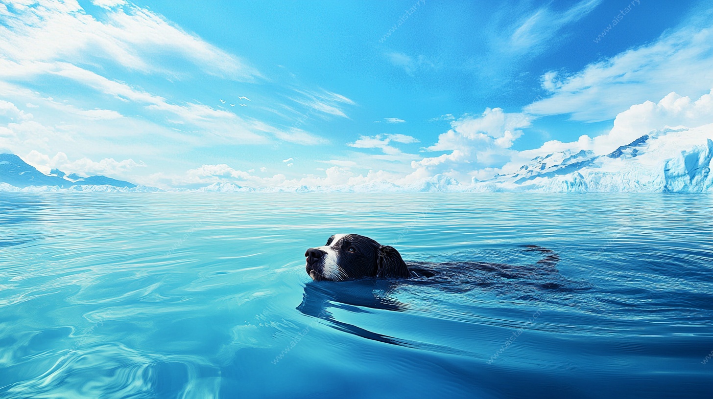 海中游泳的狗狗