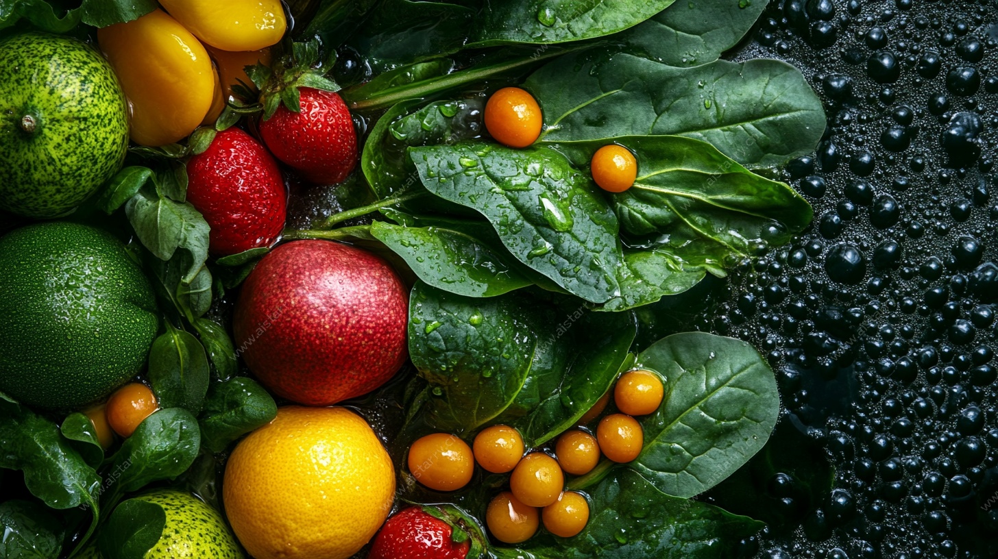 新鲜果蔬组合 水珠点缀