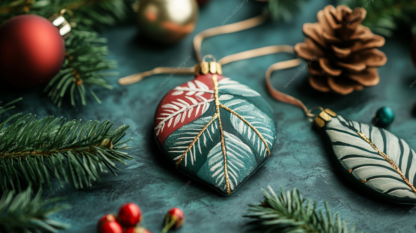 圣诞叶形挂件与节日装饰