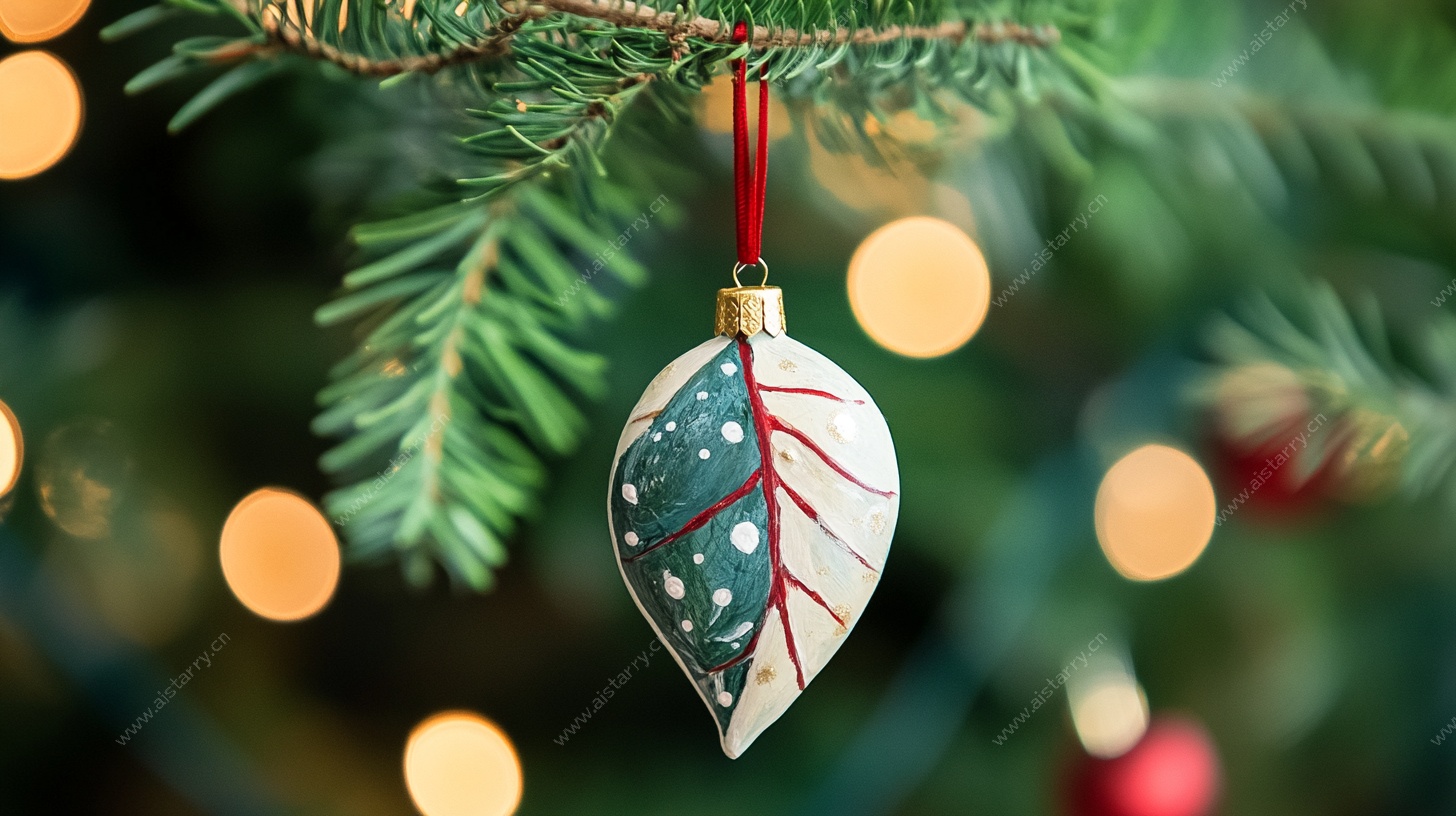 树叶形圣诞装饰品特写