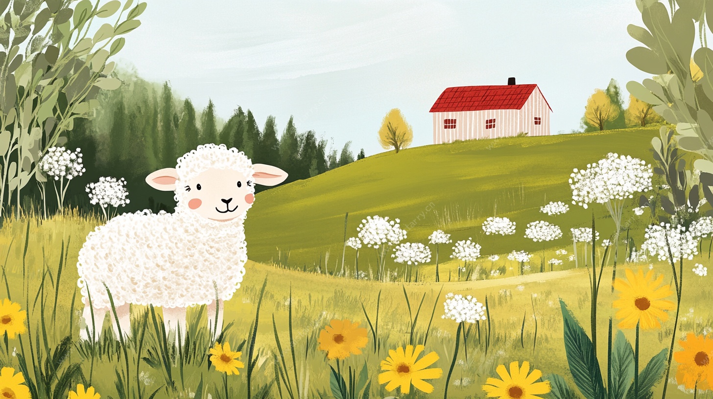 田园中的可爱绵羊