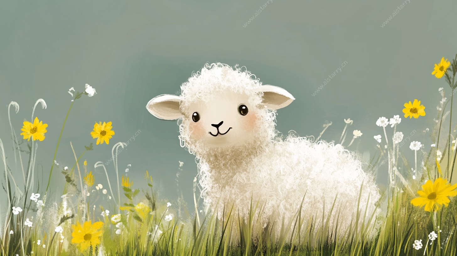 草地上的可爱小羊羔