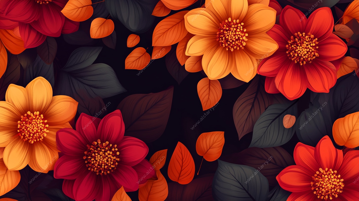 绚丽多彩花卉背景图案