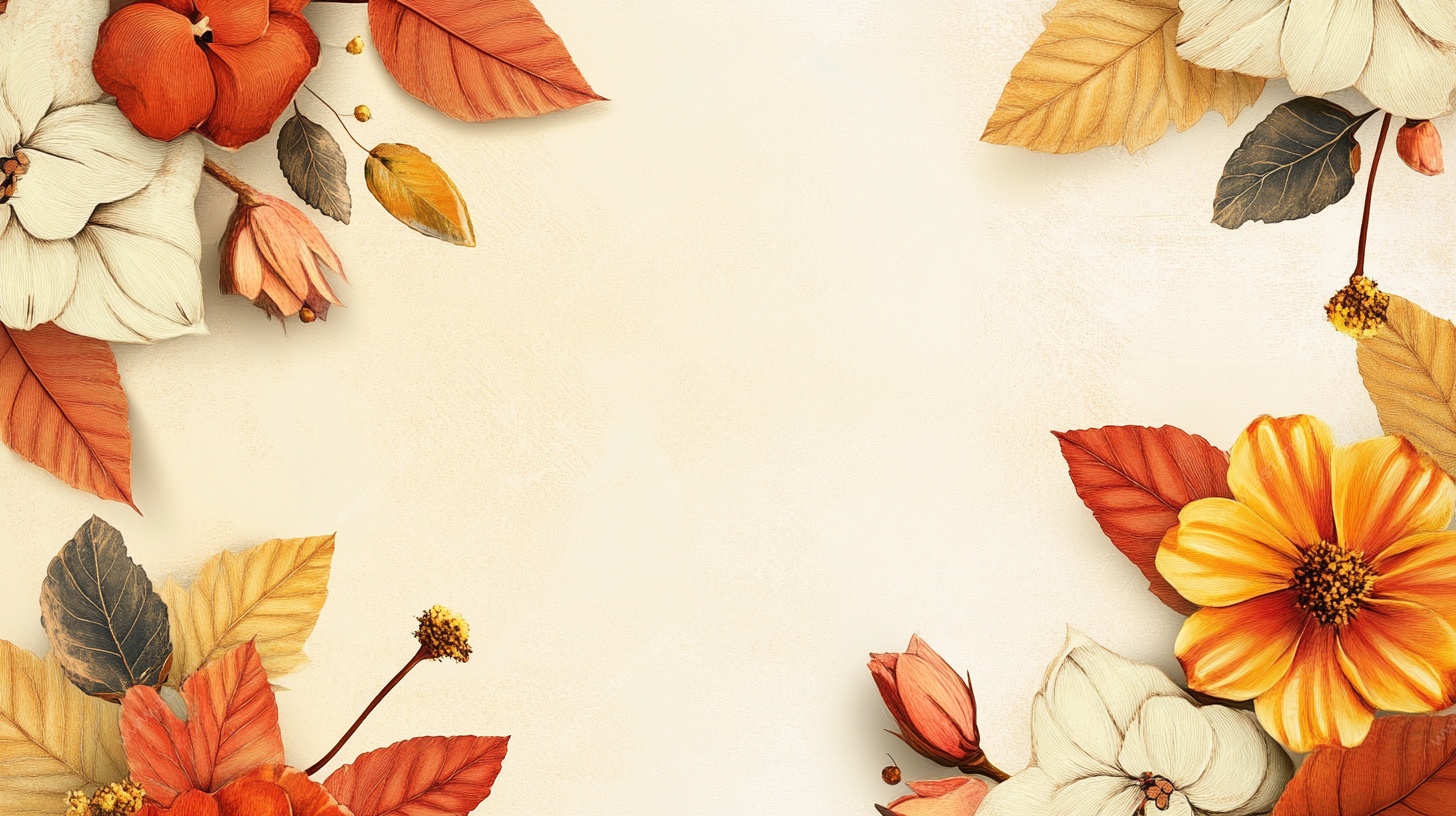 秋季花卉边框背景图