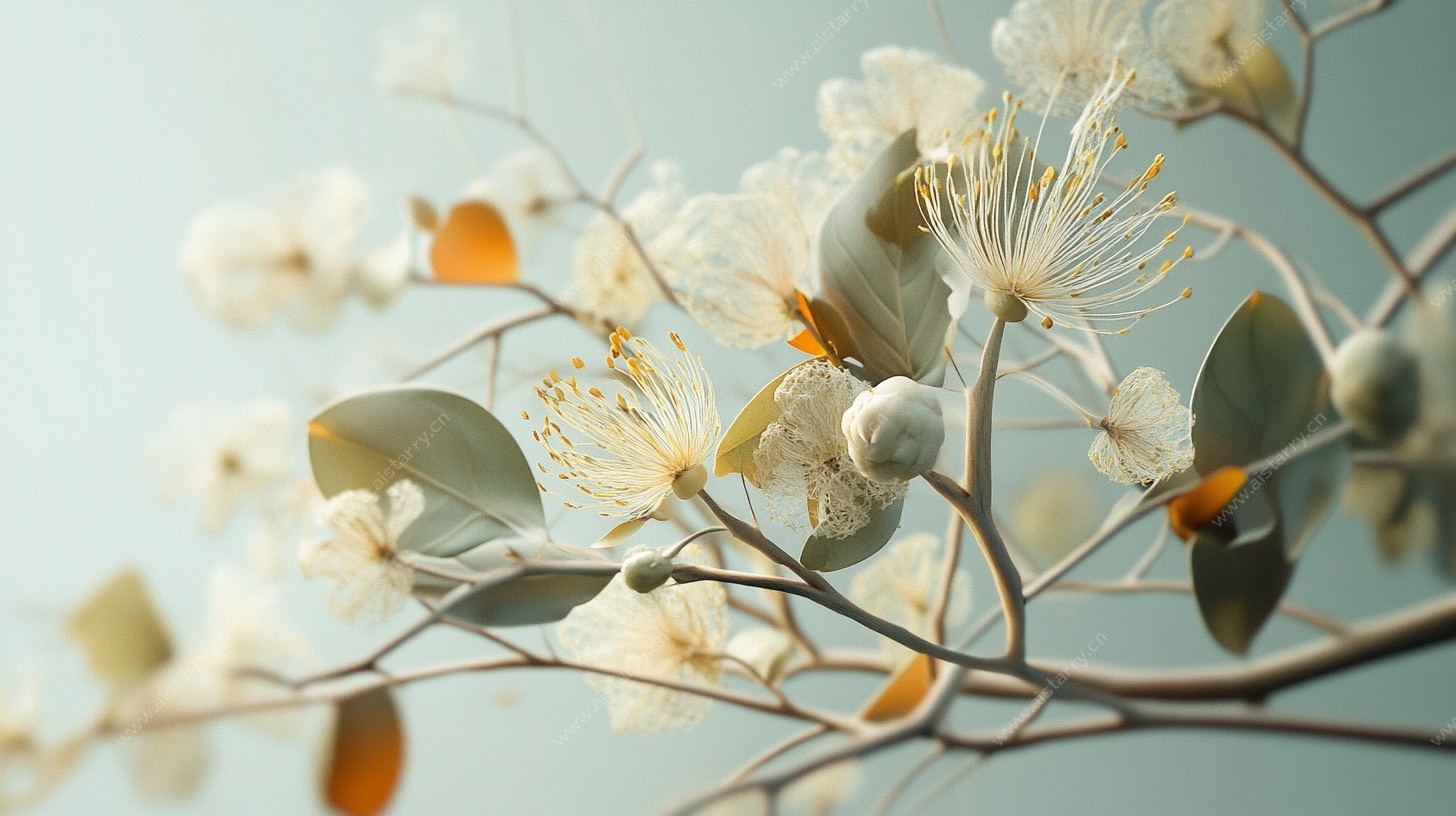 清新白色花卉特写