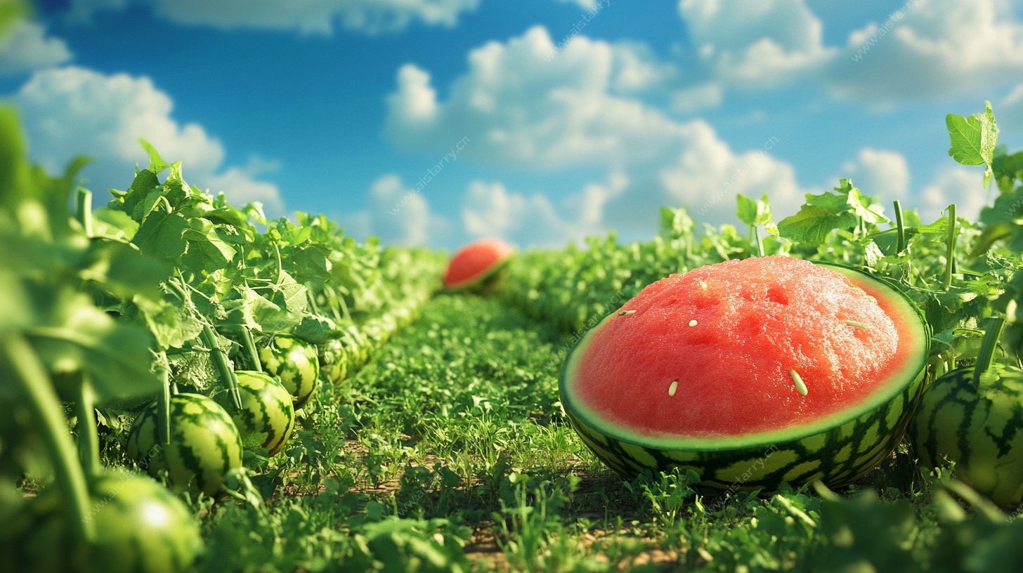 田野中的新鲜西瓜