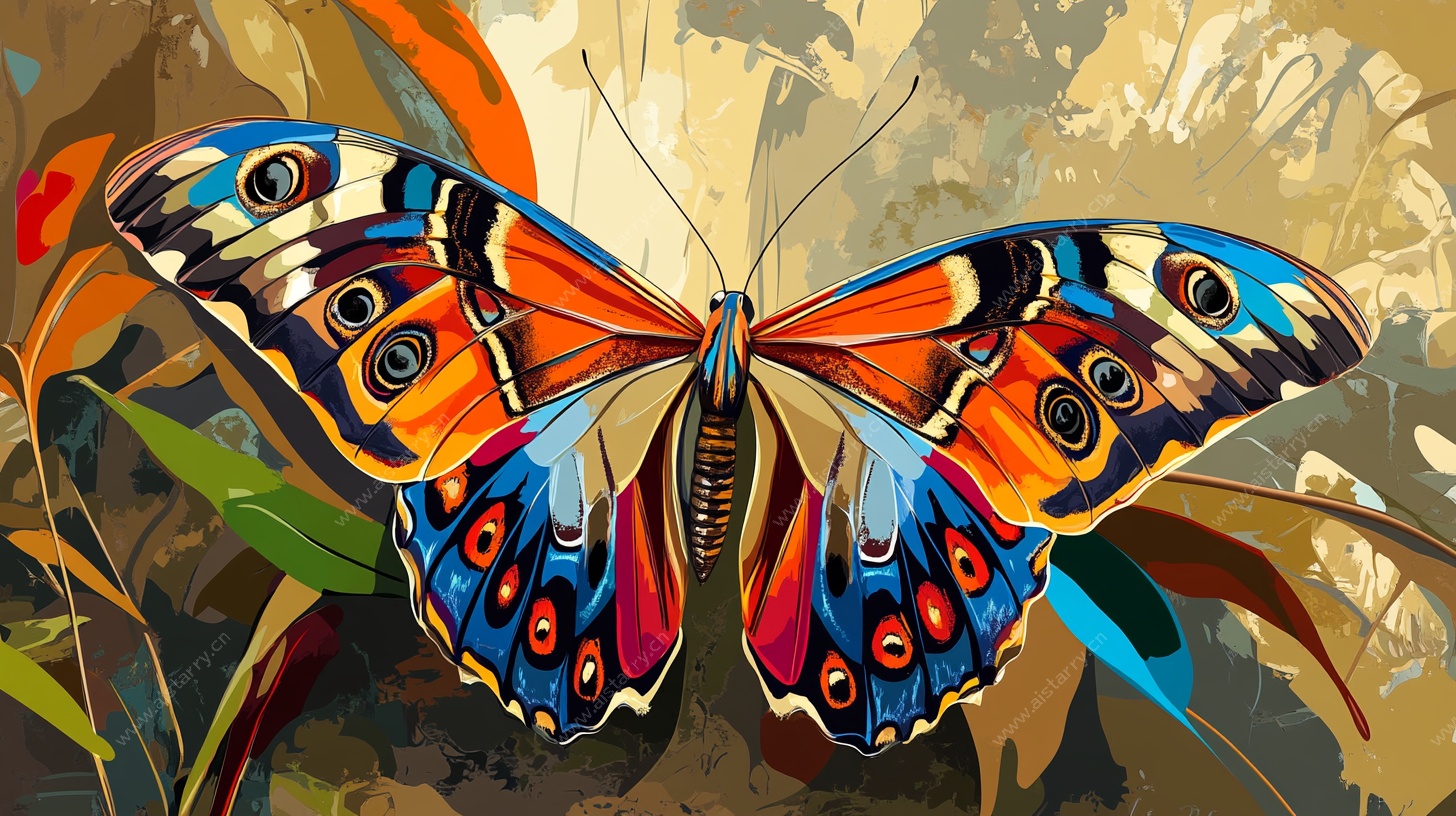 多彩蝴蝶的梦幻丛林图景