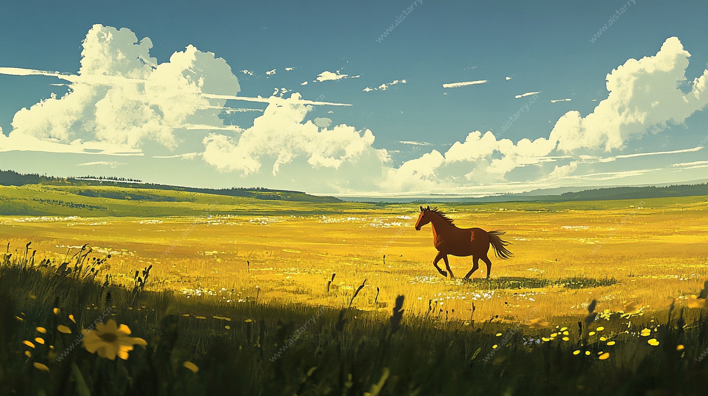 草原上奔腾的骏马