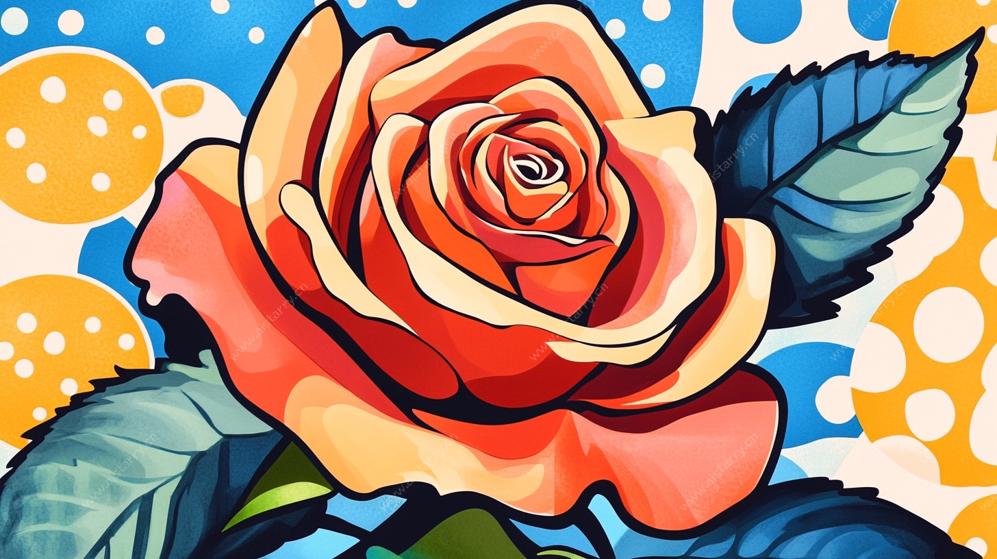 复古波普风玫瑰插画