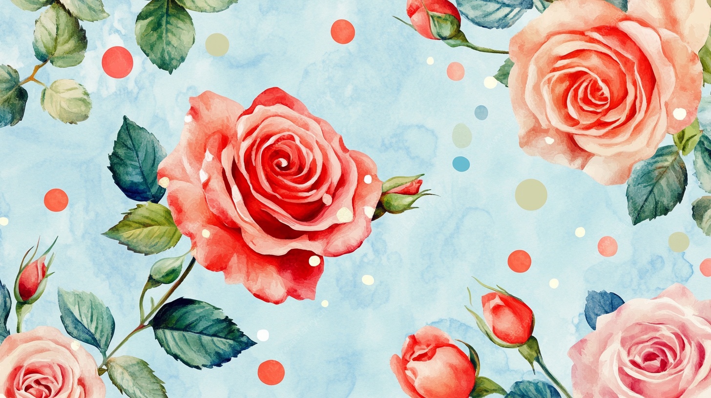 水彩玫瑰花卉图案背景