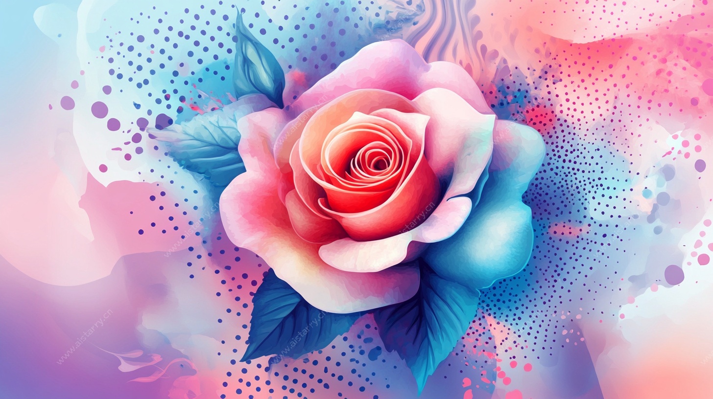 梦幻渐变玫瑰插画