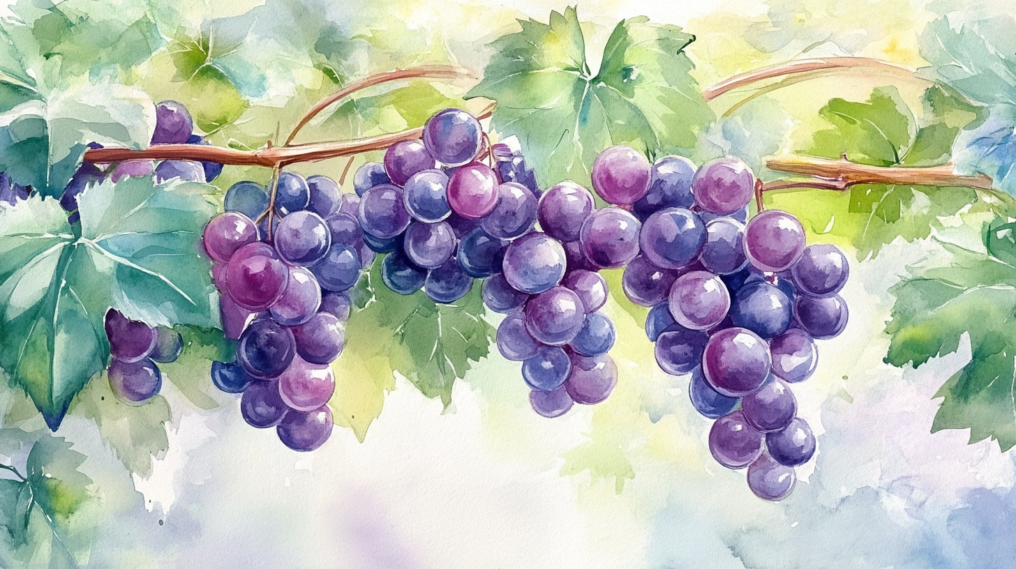 水彩绘葡萄 饱满且诱人
