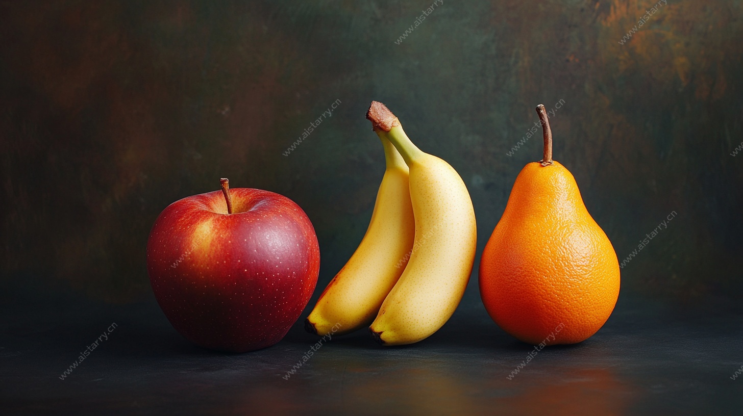 三种水果静物照