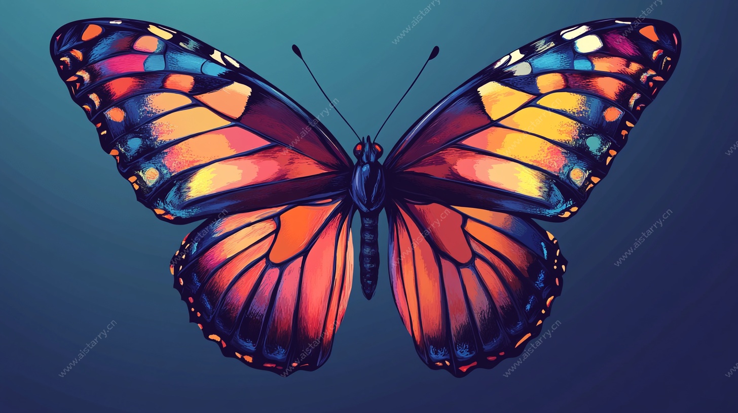 绚丽多彩蝴蝶插画