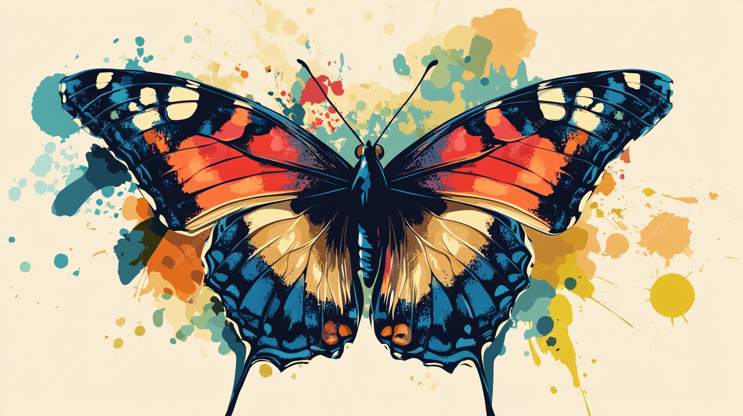 水彩风格蝴蝶艺术插画