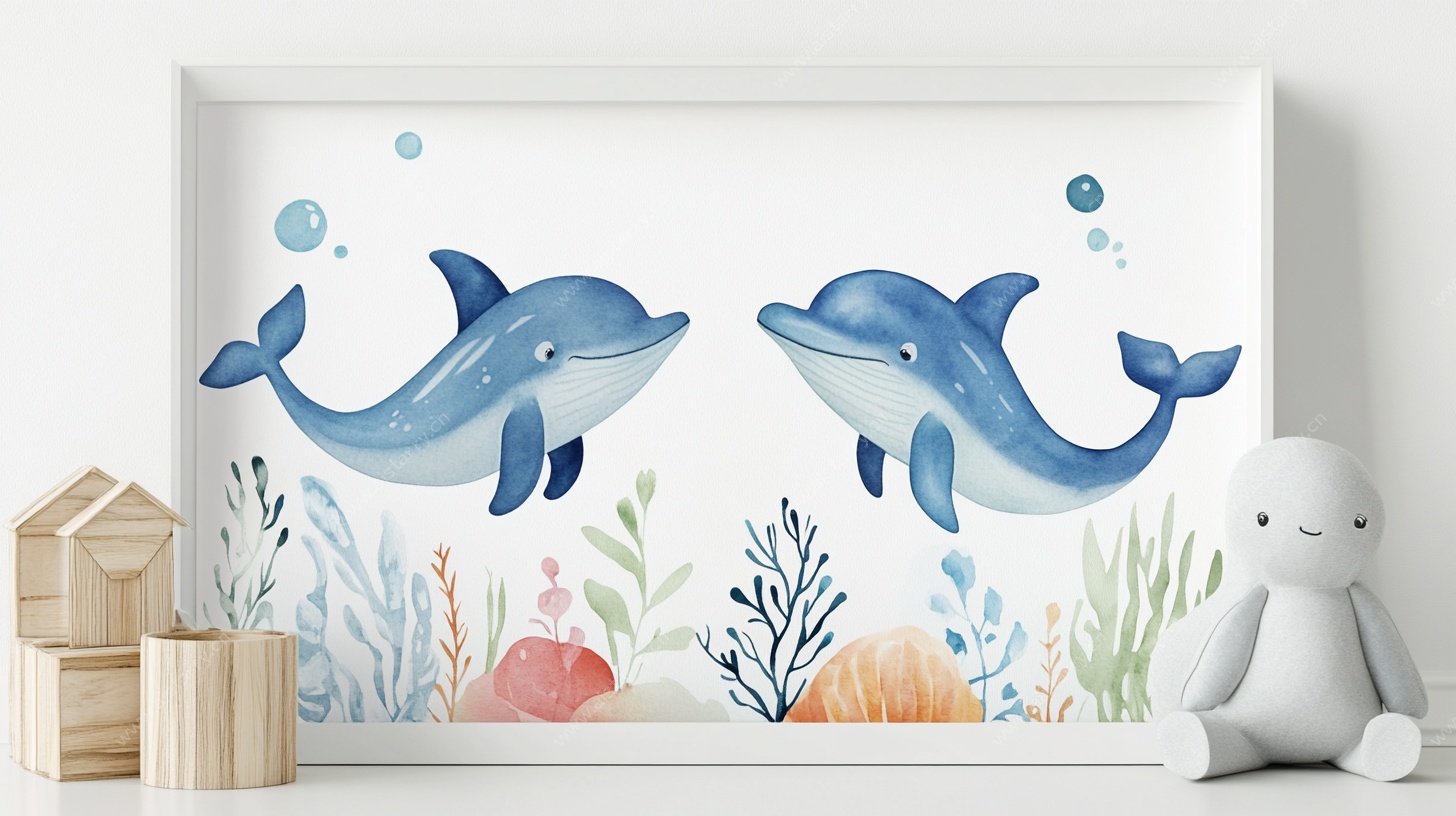海洋风海豚装饰画