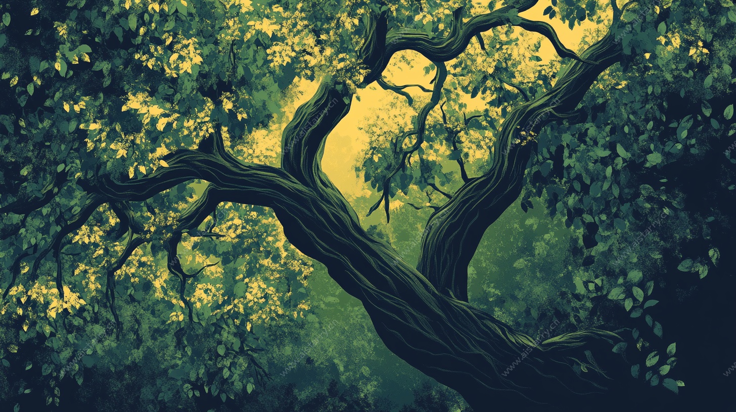 奇幻森林中的扭曲大树