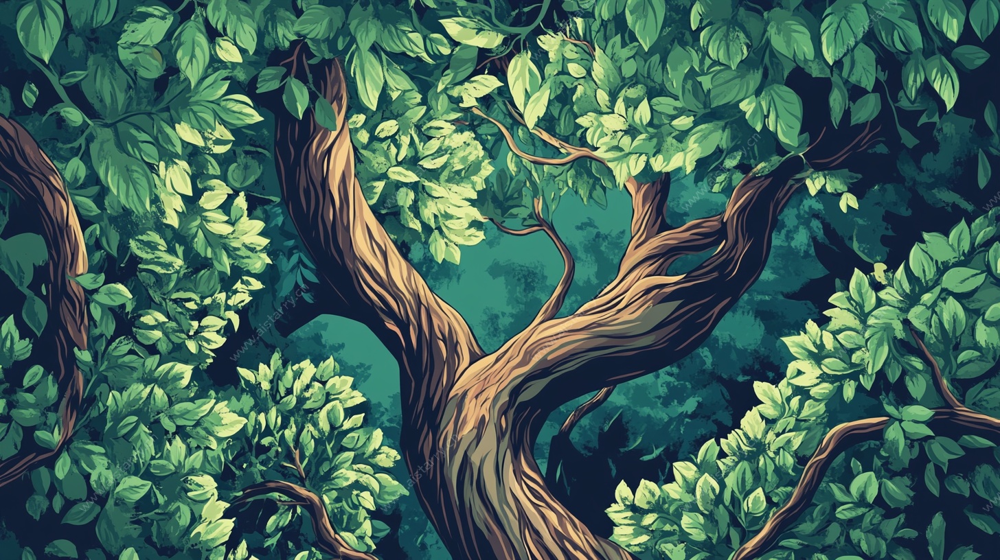 奇幻森林中的扭曲古树