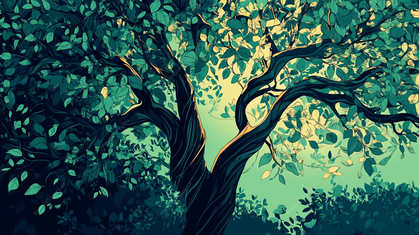 梦幻森林中的繁茂大树