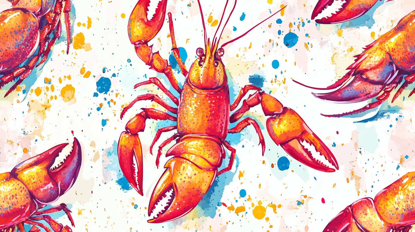 水彩风龙虾图案背景图