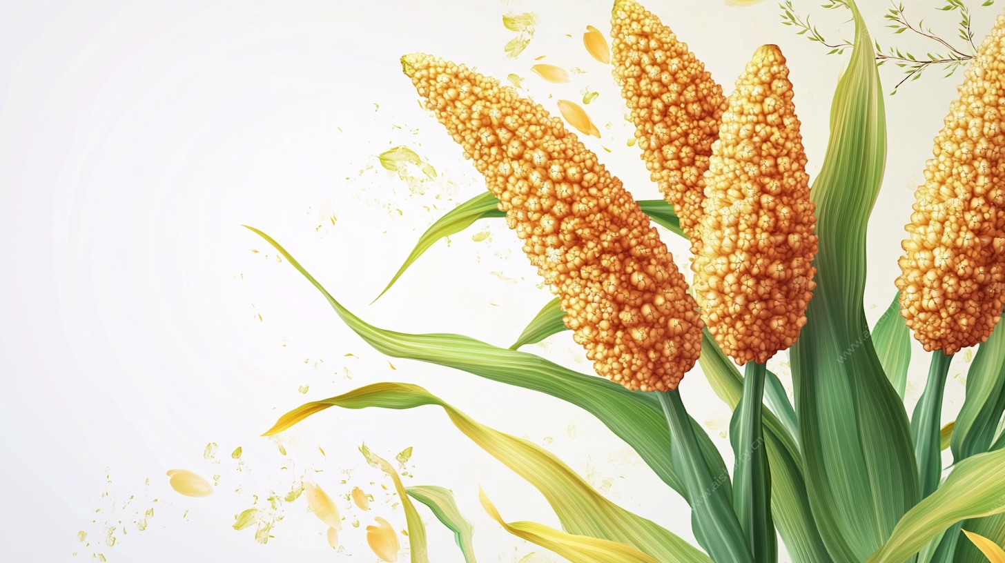 金黄饱满的谷穗插画