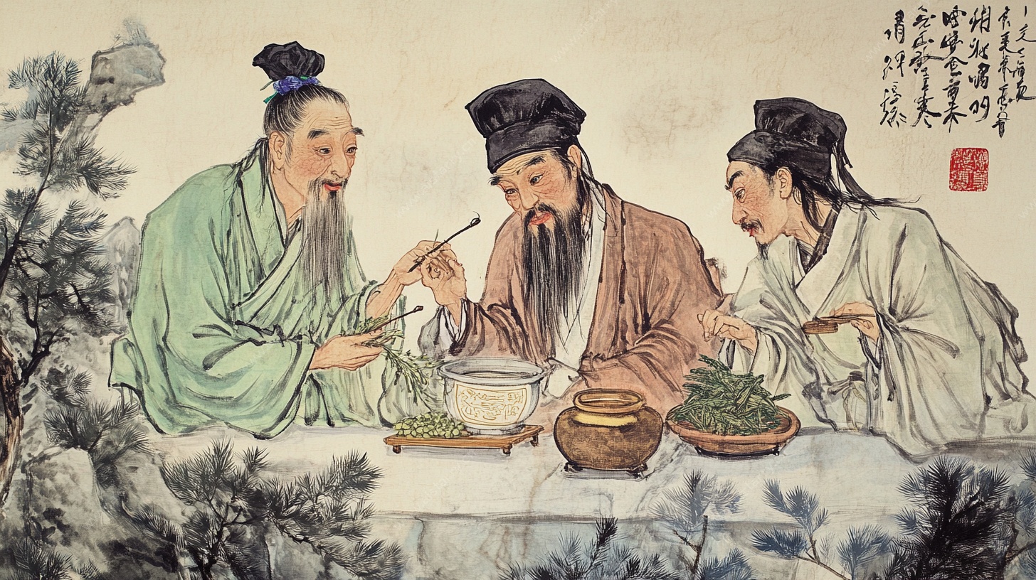 古人雅聚品茶图