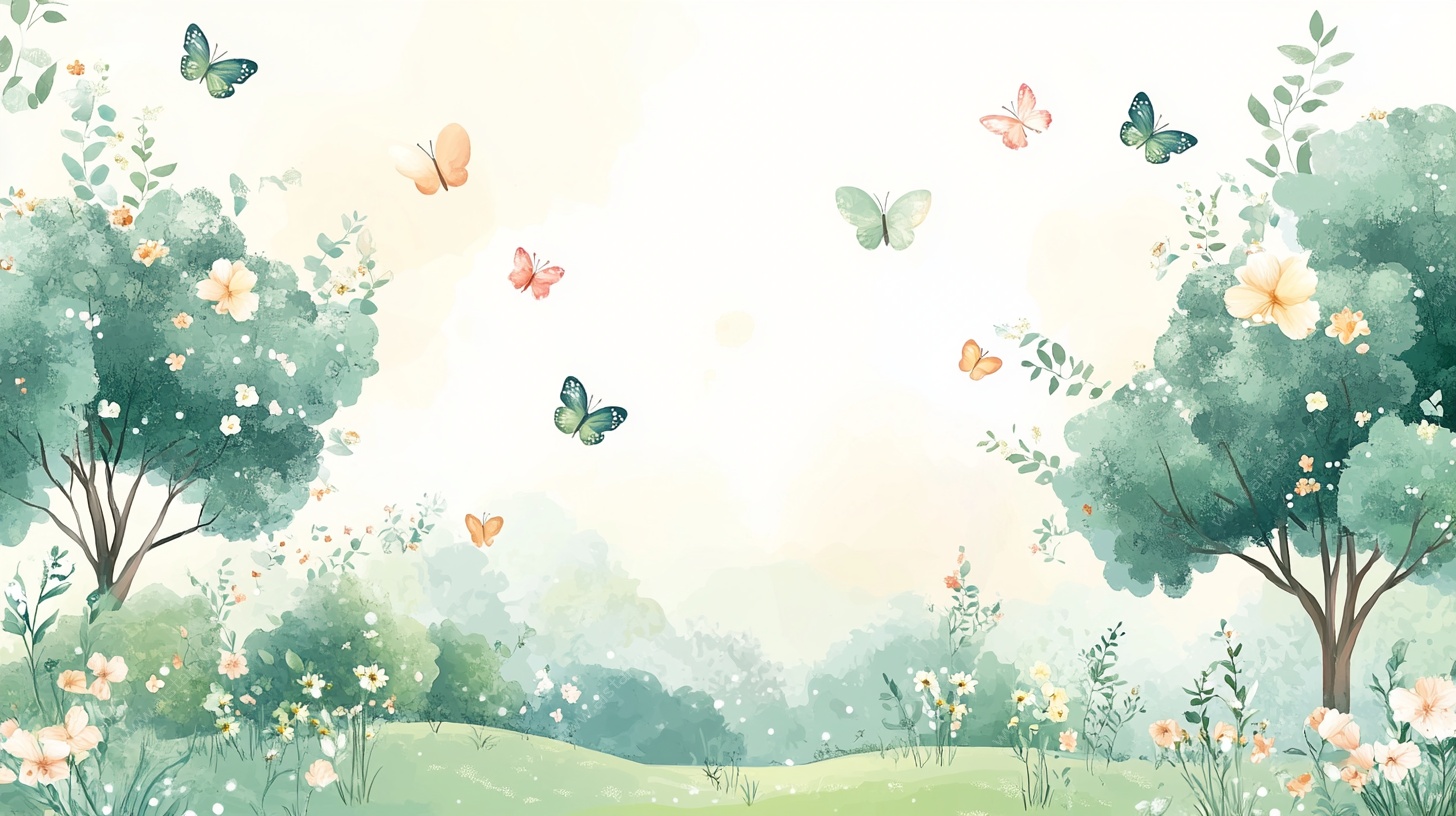 春日蝴蝶飞舞的梦幻草地