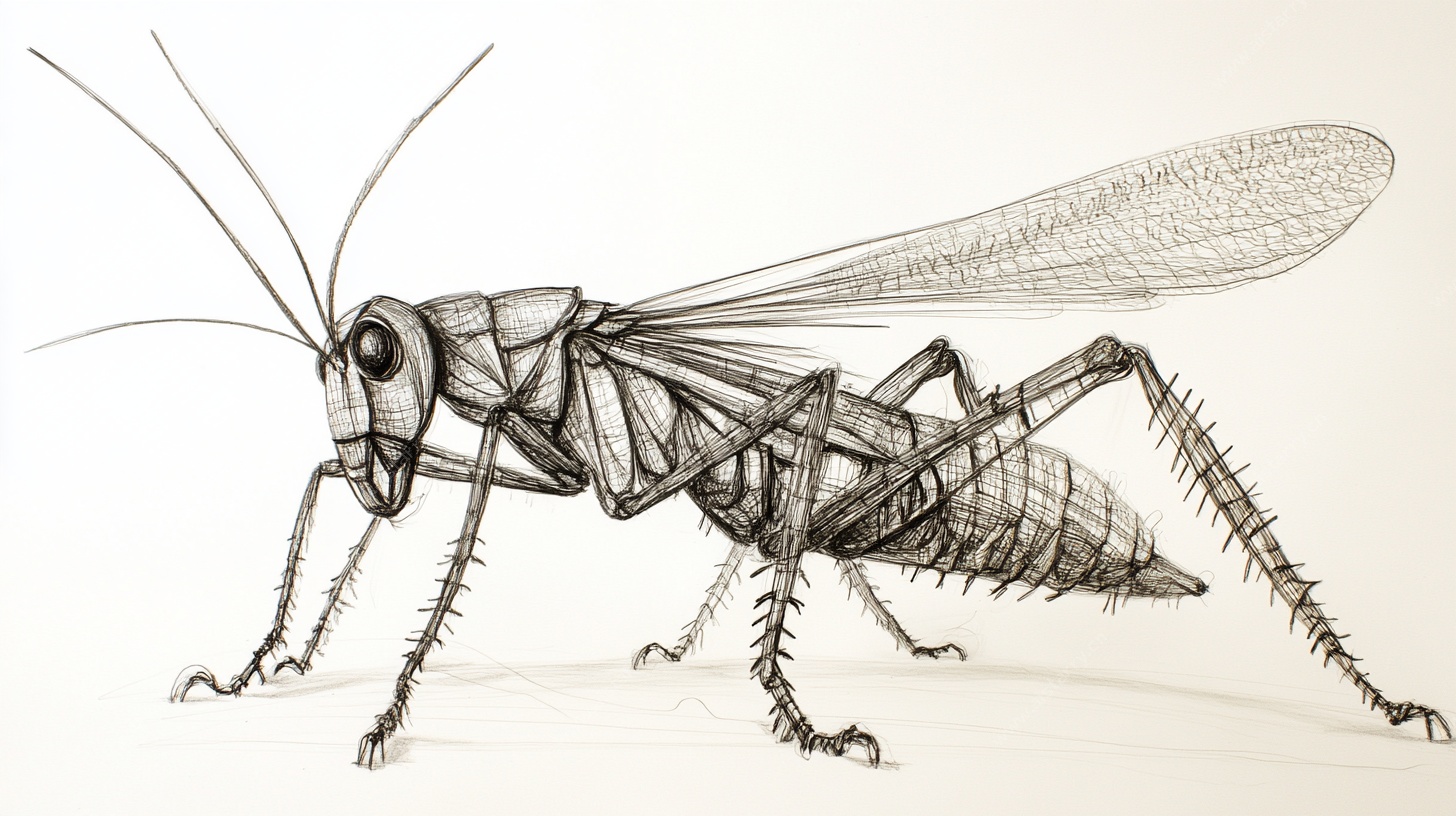 机械风蚱蜢素描图