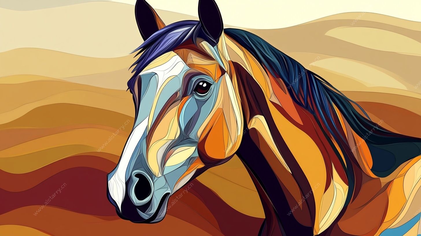 抽象风格马头艺术插画