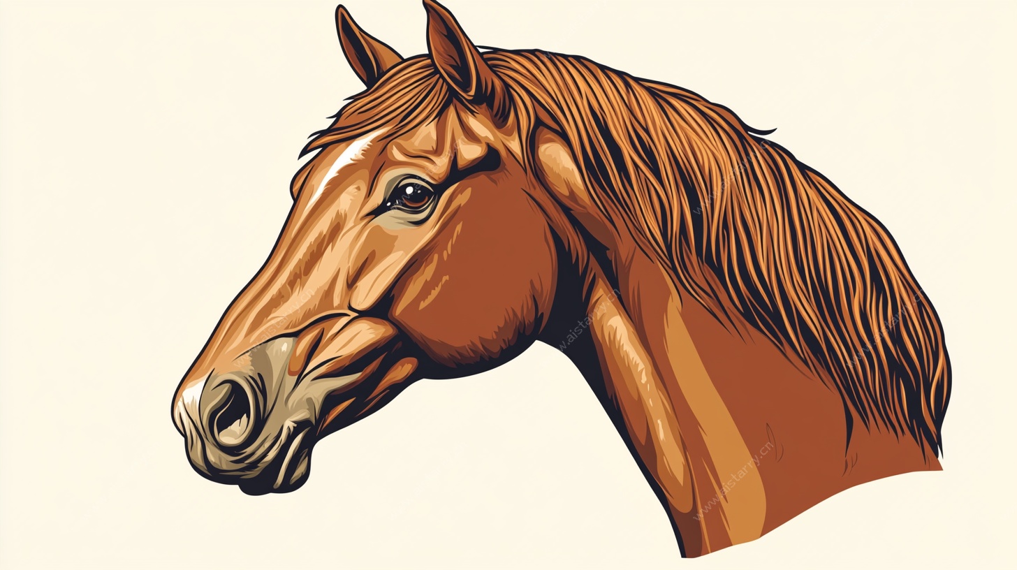 棕色骏马头像插画