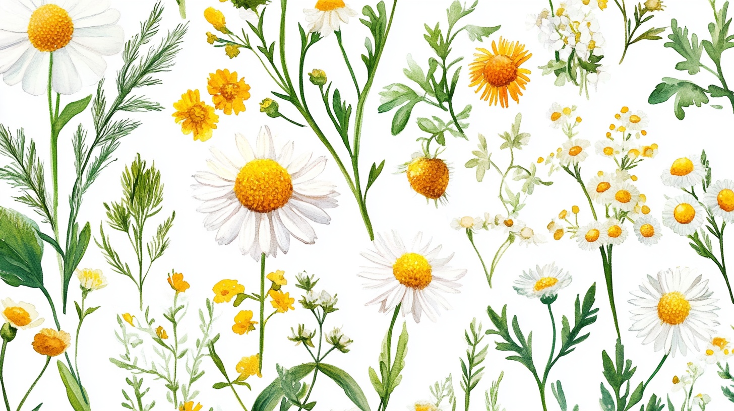 手绘清新雏菊花卉图案