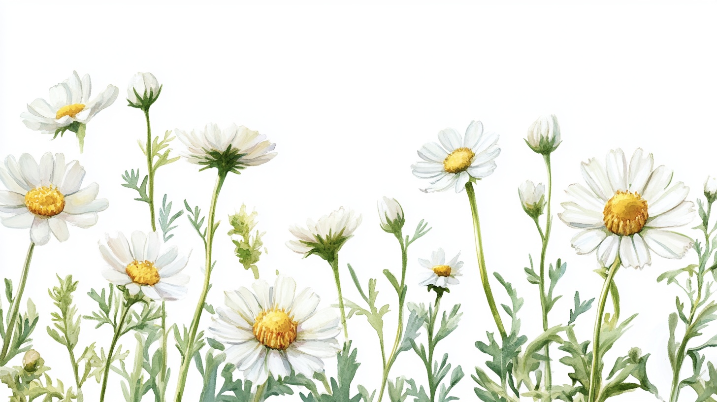 白色雏菊水彩花卉插画