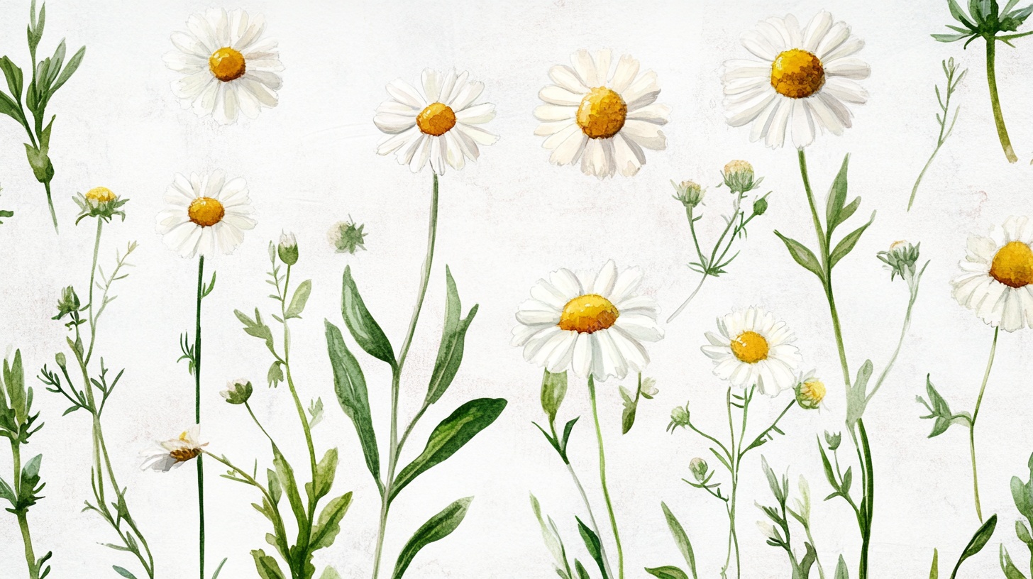 水彩雏菊植物清新插画