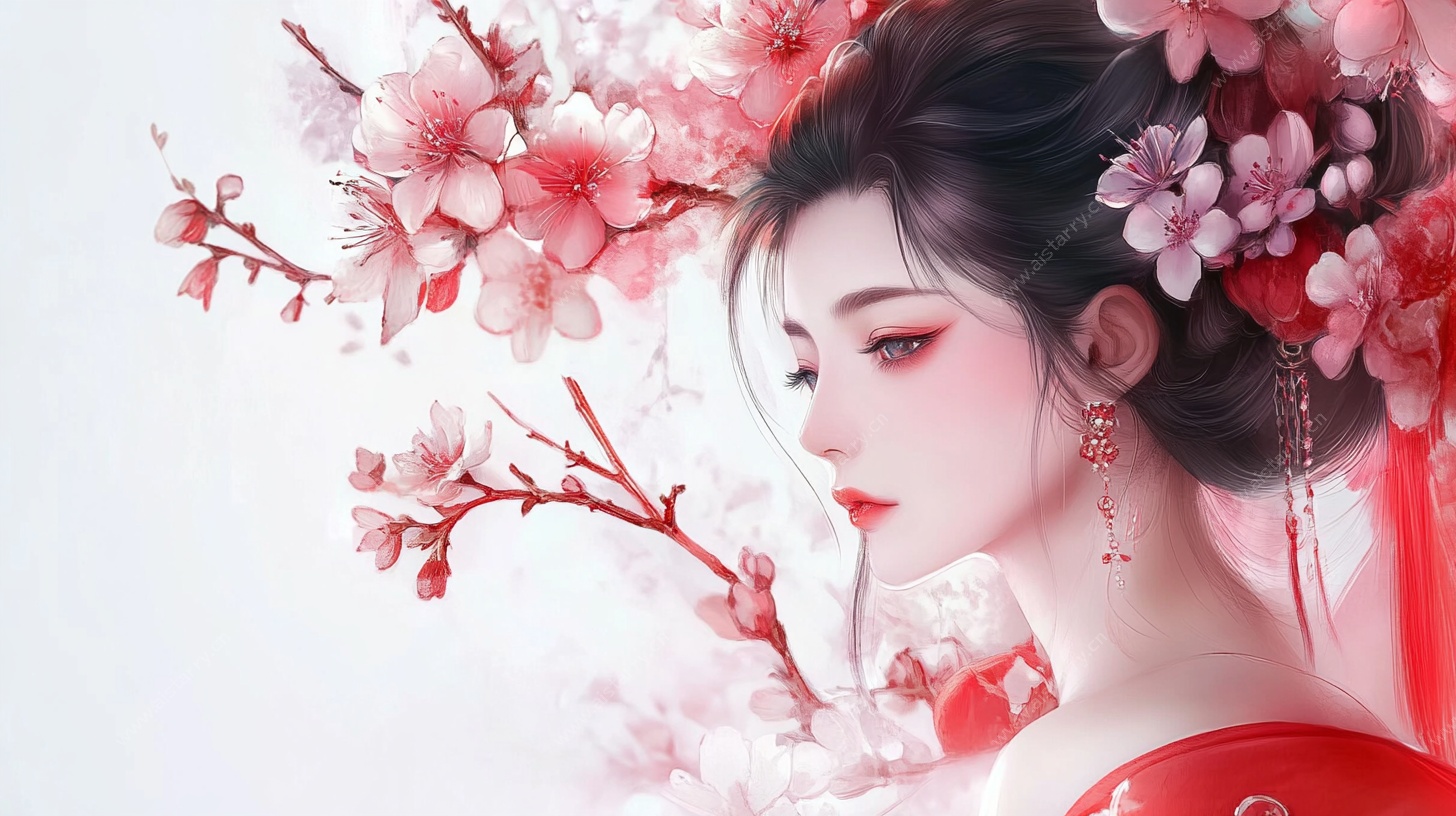 古风美人倚繁花