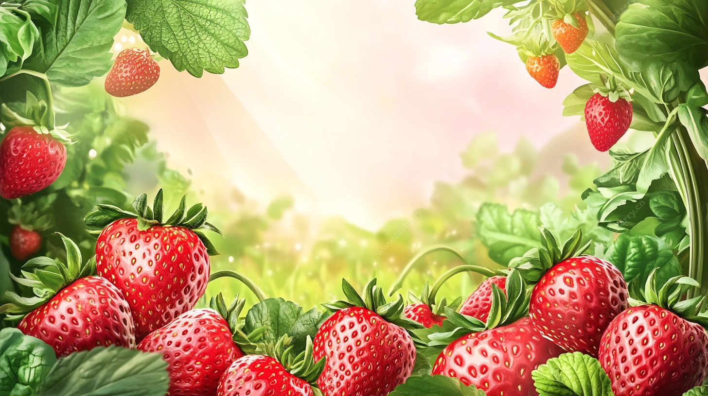 甜美草莓田园风背景图