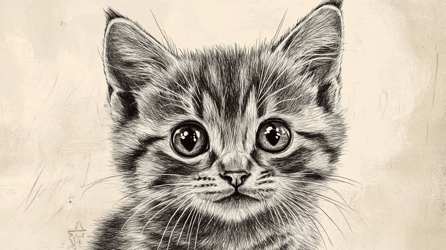 可爱小猫咪素描画