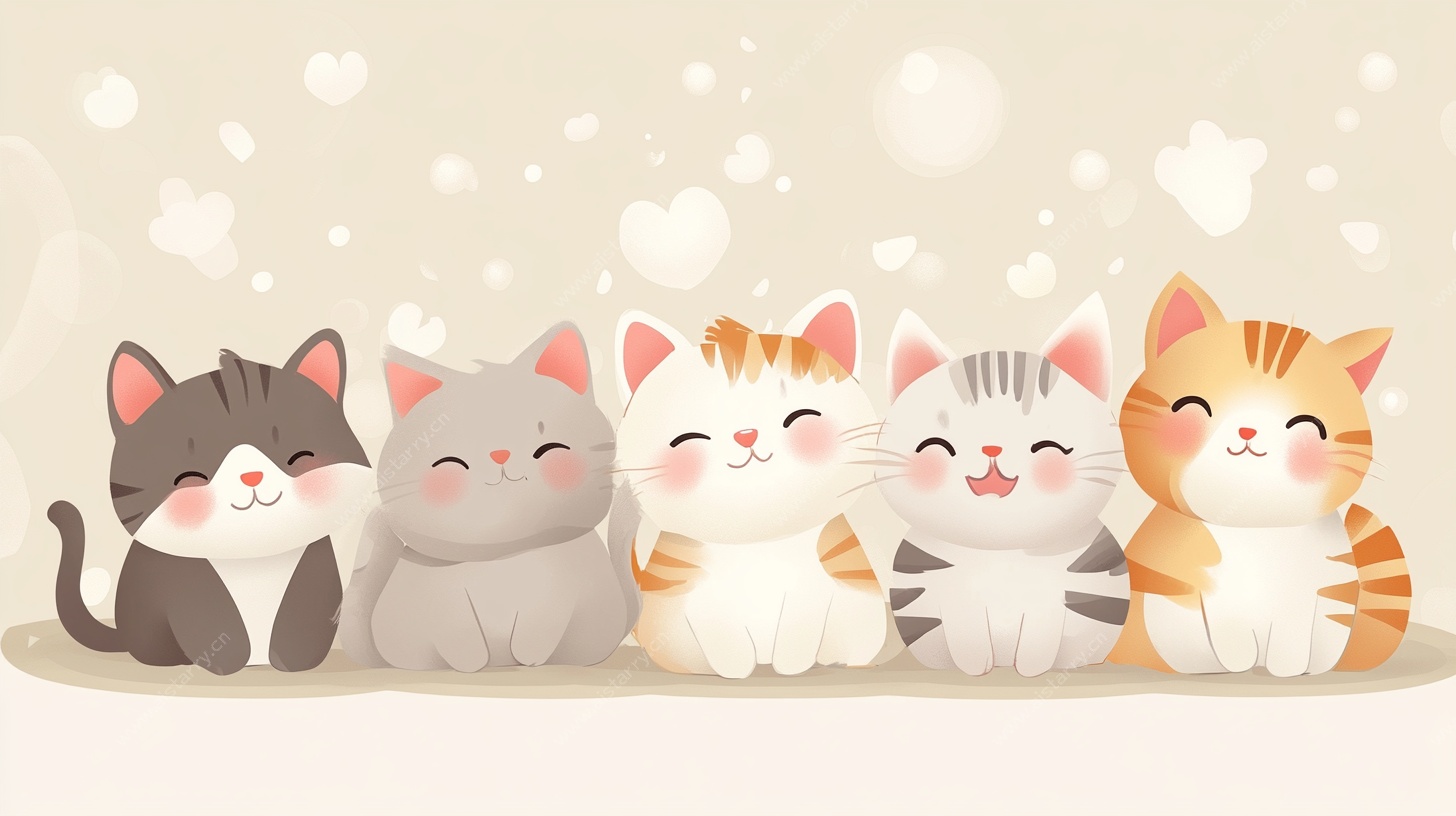 可爱猫咪排排坐