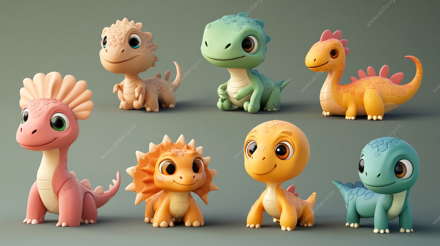 可爱卡通小恐龙模型集合