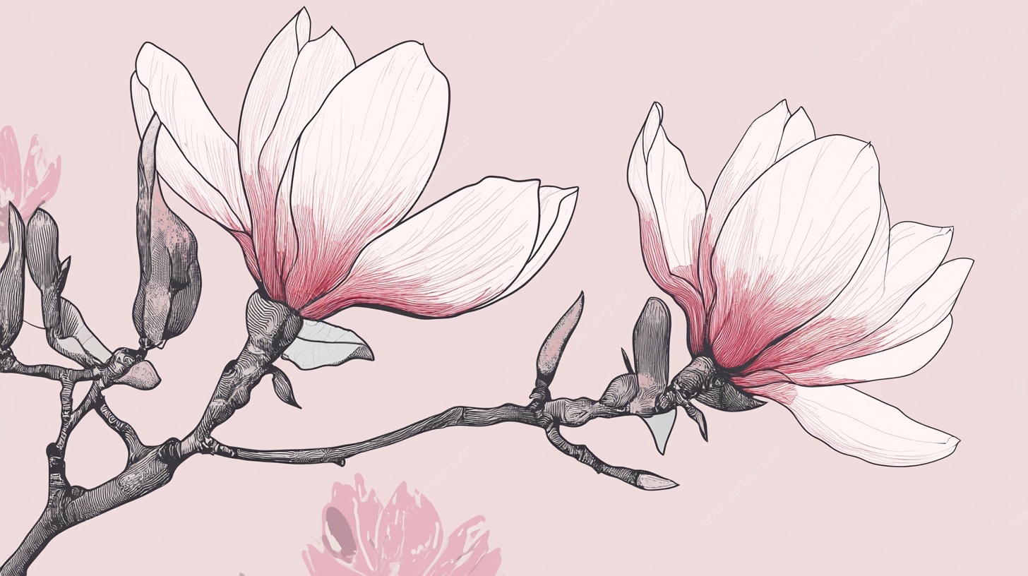 水墨风玉兰花插画