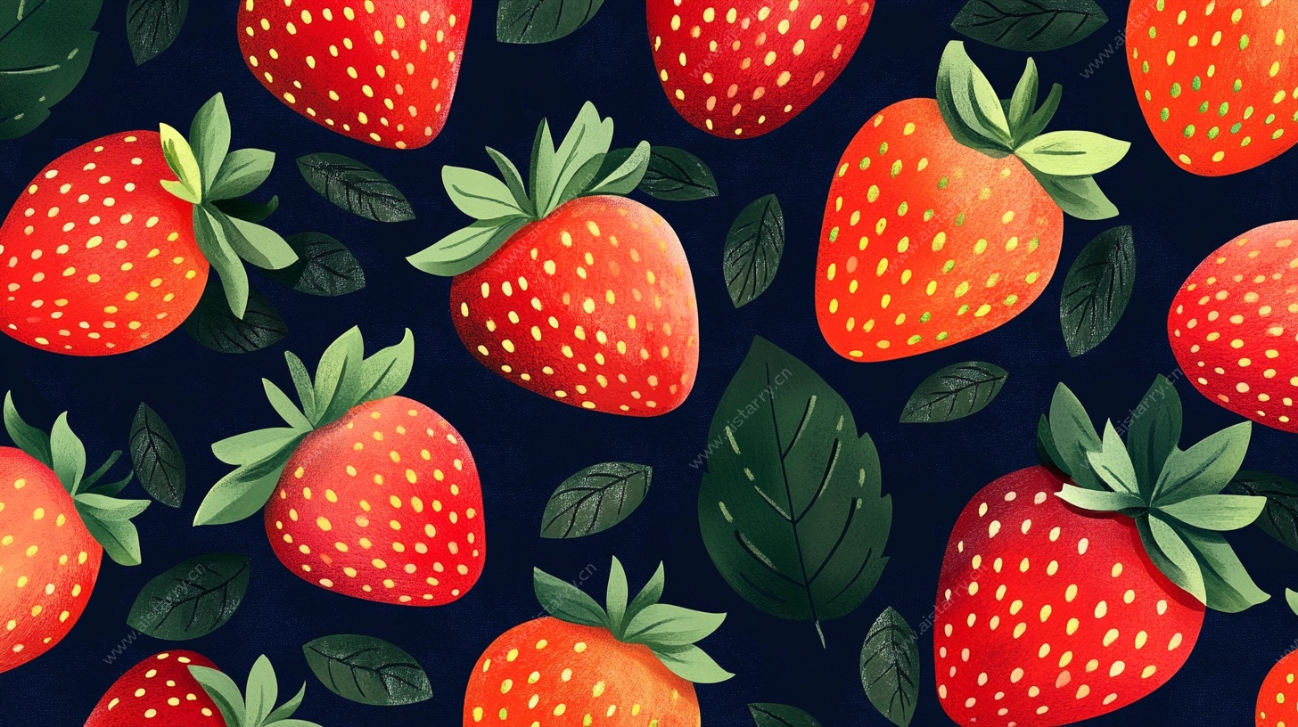 草莓无缝图案背景图