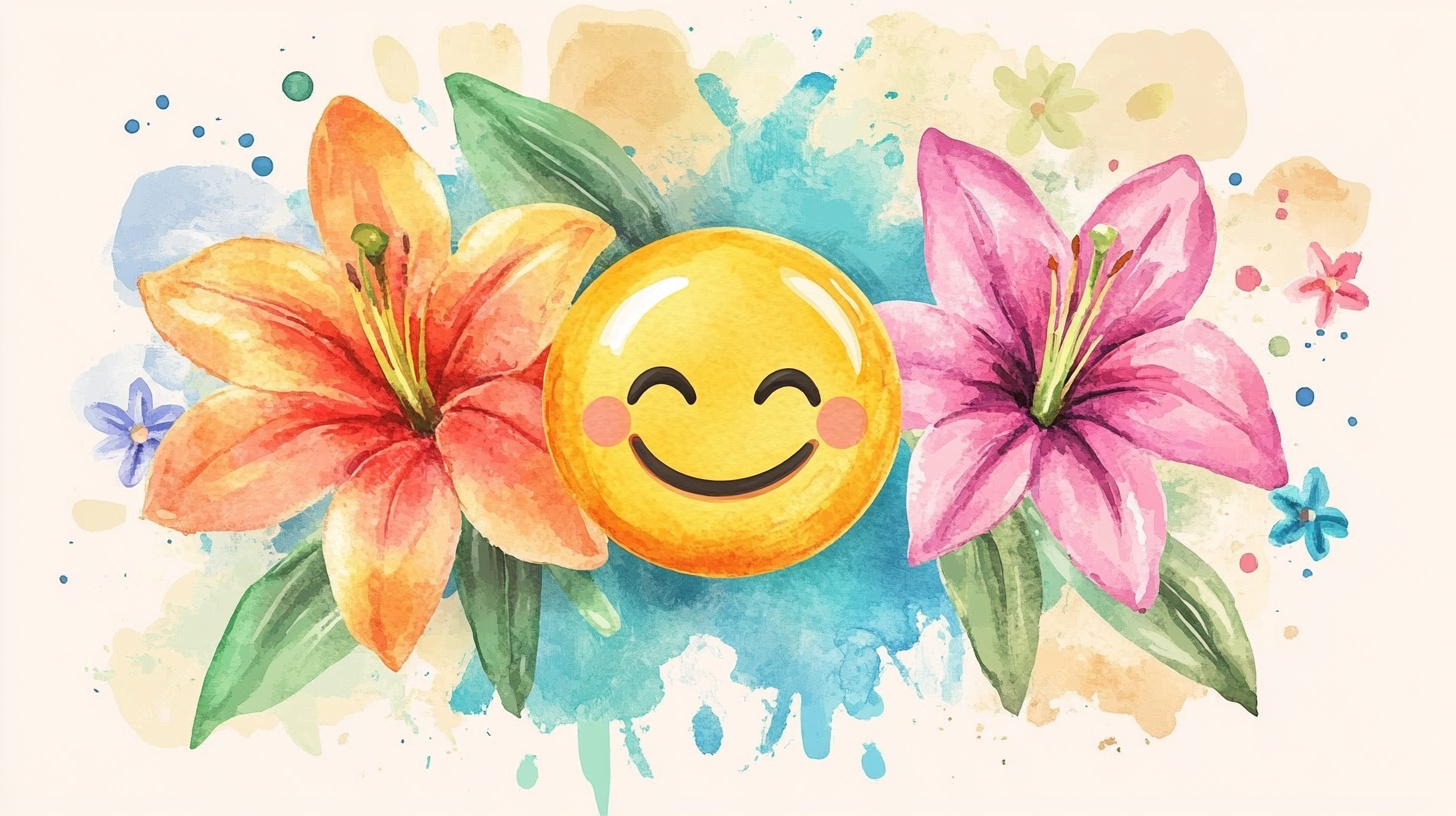 笑脸花卉水彩插画