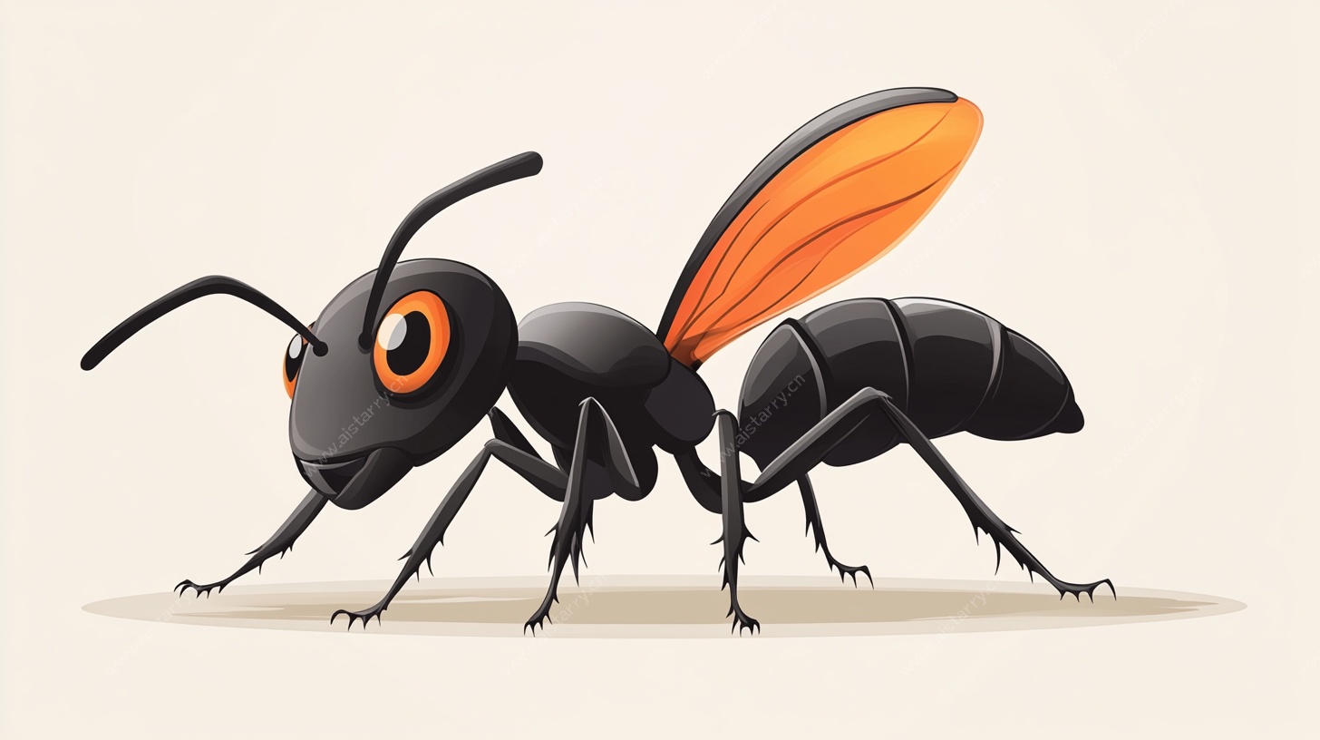 卡通形象黑蚂蚁插画