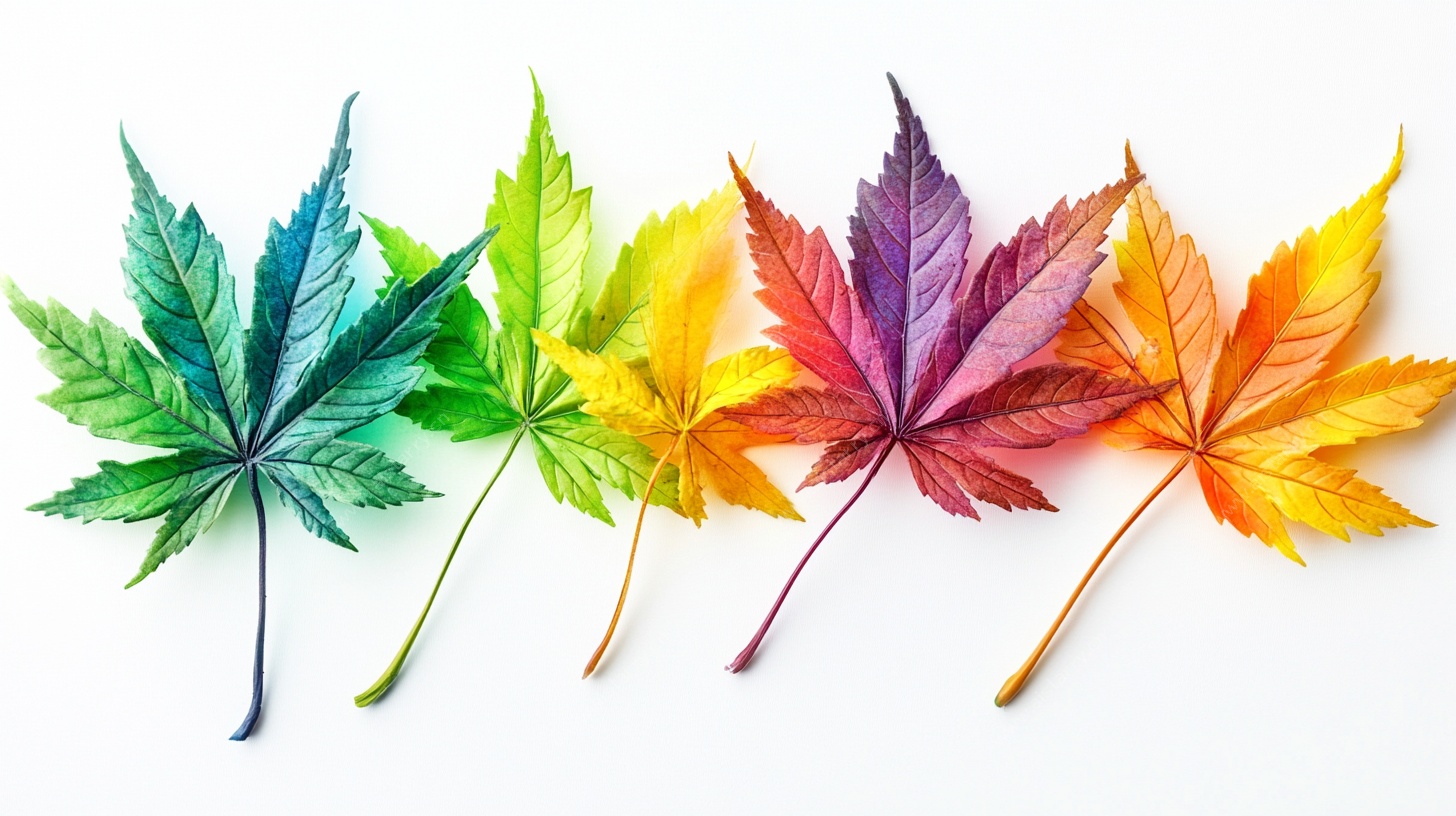 五彩斑斓枫叶排列展示