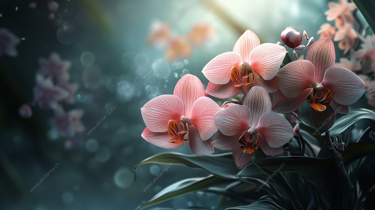 梦幻粉色蝴蝶兰花卉图