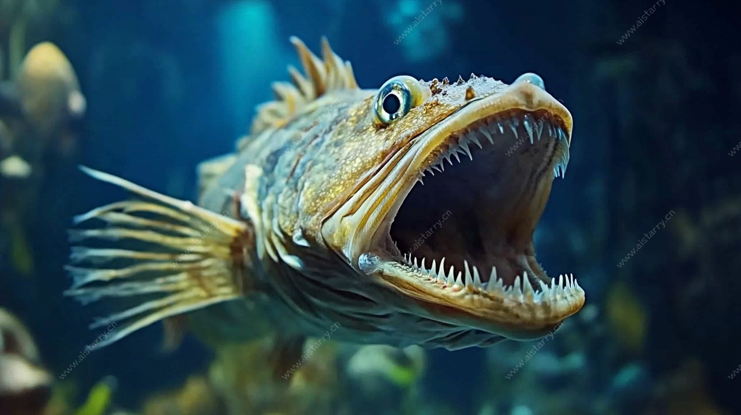 张着尖牙的凶猛深海鱼