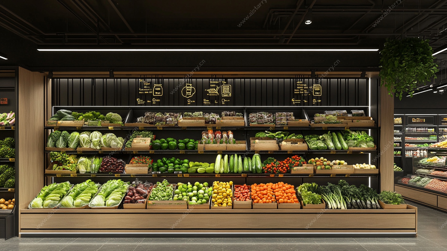 超市新鲜蔬菜陈列区